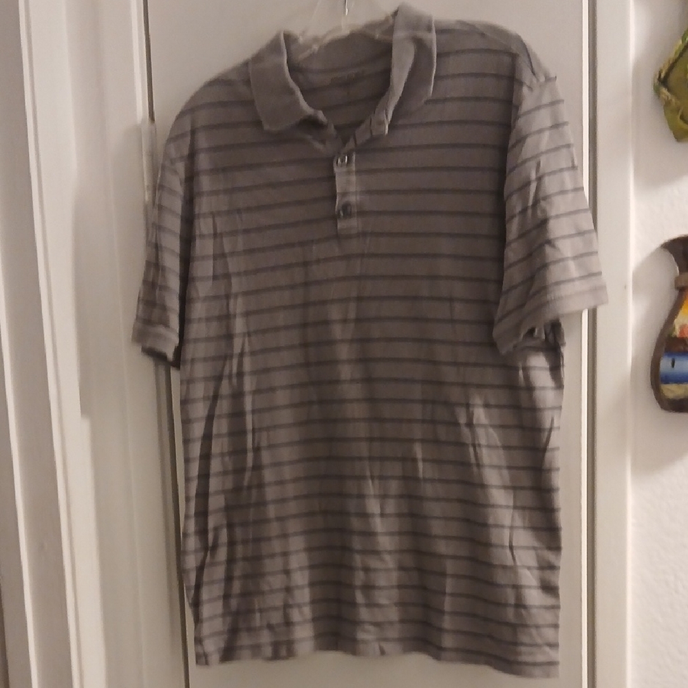 Banana Republic Charcoal Striped Polo Shirt Large Short Sleeve